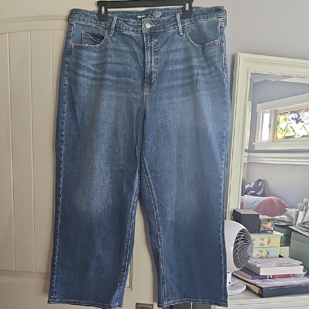 Old Navy Sky-Hi Wide Leg Blue Jeans Size 18